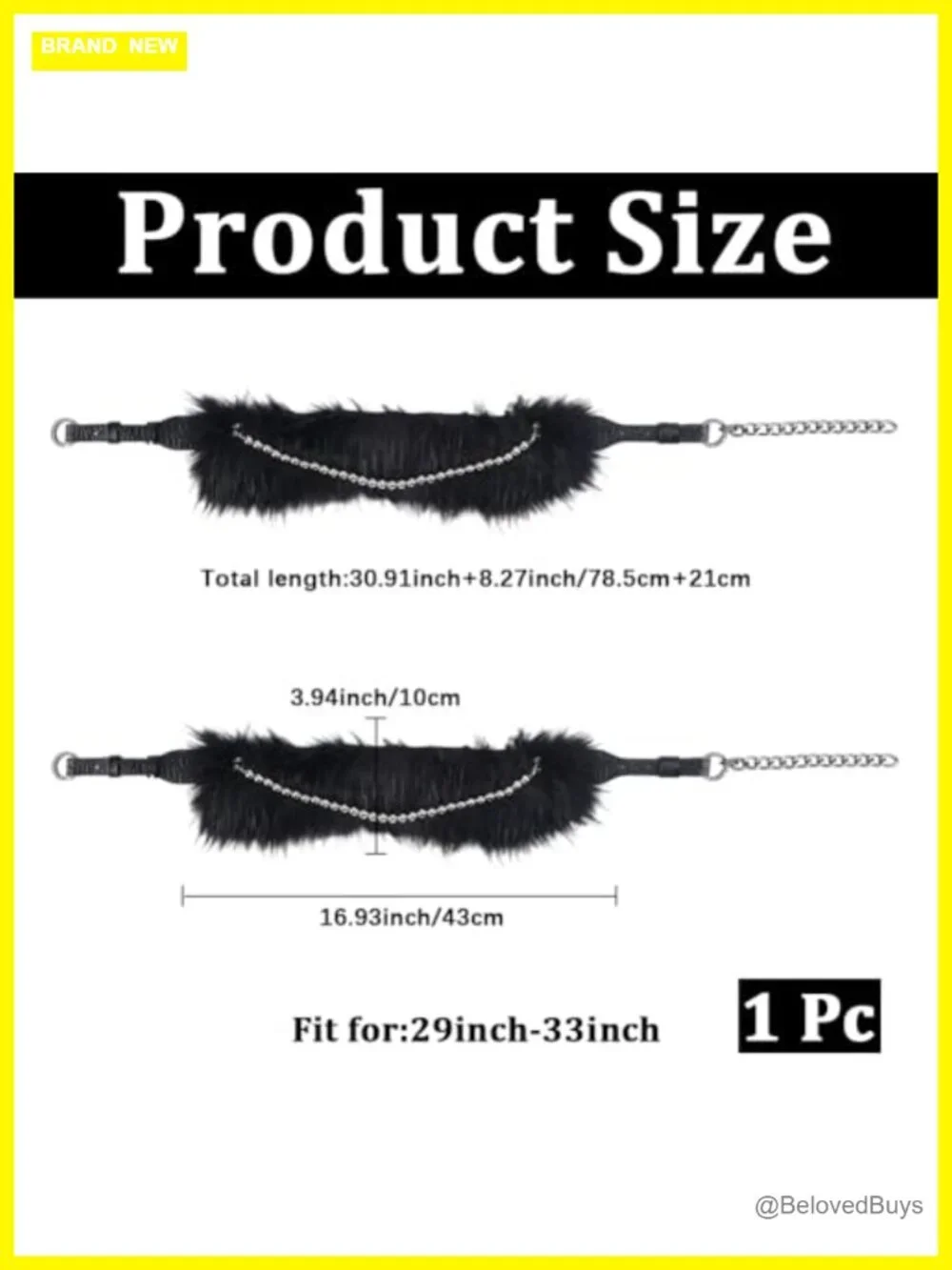 Faux Leather Furry Chain Waist Belt Women Wide Chunky Punk Grunge Punk